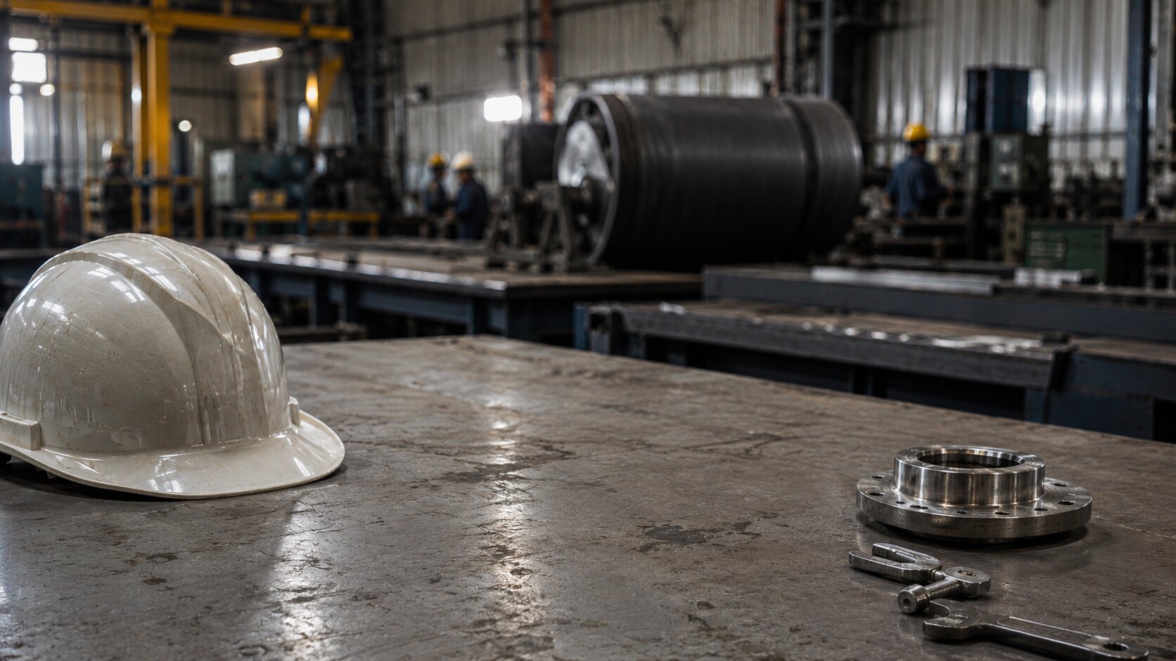 Industrial material supply support — workshop floor