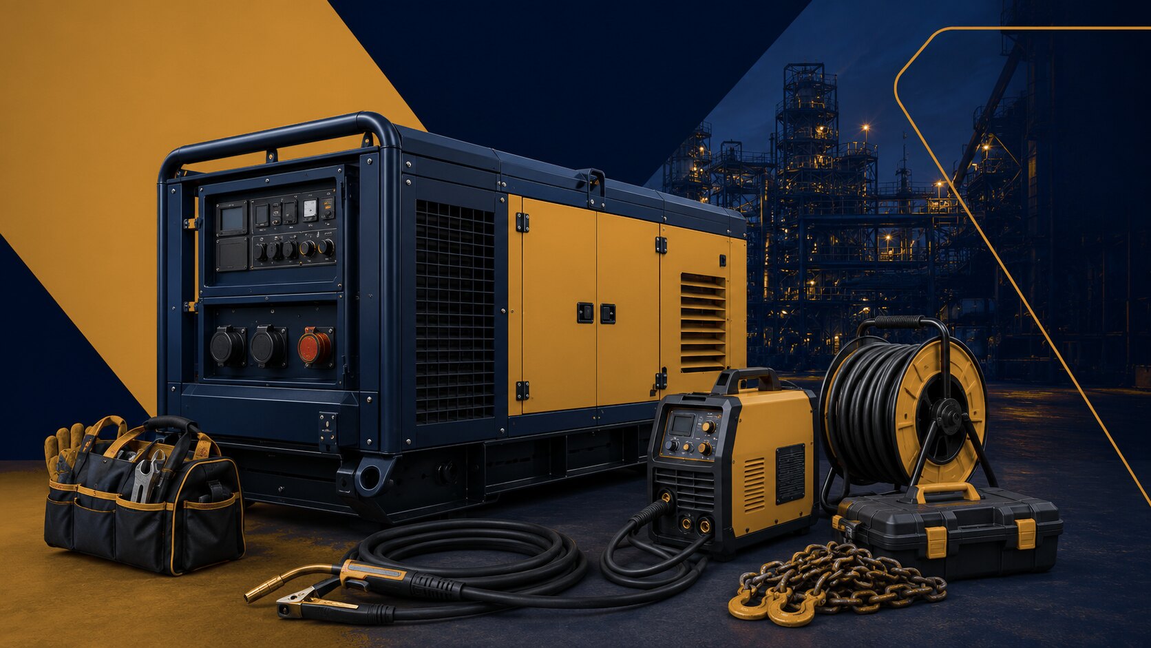 M&N equipment lineup — generators, welders, inverters, tooling